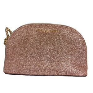 Michael Kors pink glitter metallic cometic clutch bag